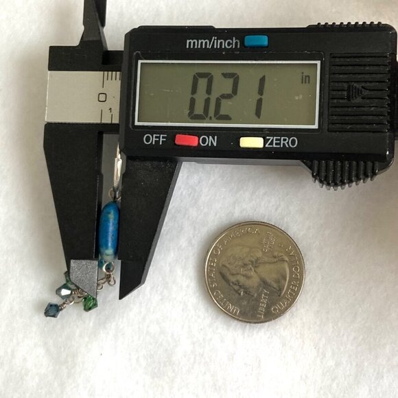 Sterling Silver 925 Square Azurite Bi-Cone Beaded Leverback Dangle Earrings - Picture 12 of 12